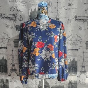 SHEIN Floral Blouse - Navy and Red